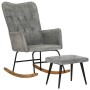 Rocking chair with gray vintage canvas stool by vidaXL, Rocking chairs - Ref: Foro24-339701, Price: 133,99 €, Discount: %