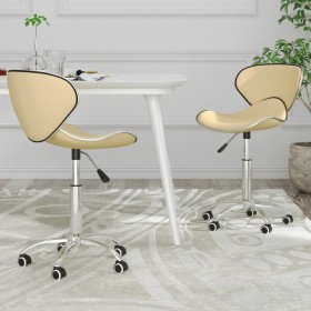 Swivel dining chairs 2 units cream synthetic leather by vidaXL, dining chairs - Ref: Foro24-335143, Price: 91,99 €, Discount: %