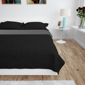 Doppelseitige gesteppte Tagesdecke 220x240 cm in Grau und Schwarz von vidaXL, Tagesdecken und Bettdecken - Ref: Foro24-132966...