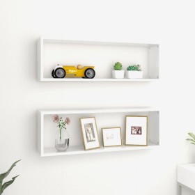 Wall shelf 2 pcs glossy white plywood 80x15x26.5cm by vidaXL, Shelves and shelves - Ref: Foro24-807124, Price: 39,99 €, Disco...