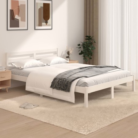 Solid white pine wood bed frame 120x190 cm by vidaXL, Beds and slatted bases - Ref: Foro24-810401, Price: 105,57 €, Discount: %