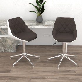 Swivel dining chair 2 pcs brown white synthetic leather by vidaXL, dining chairs - Ref: Foro24-335262, Price: 91,99 €, Discou...