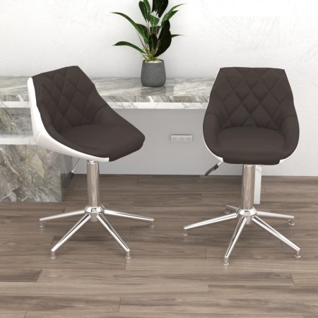 Swivel dining chair 2 pcs brown white synthetic leather by vidaXL, dining chairs - Ref: Foro24-335262, Price: 91,10 €, Discou...