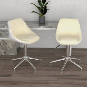 Swivel Dining Chairs 2 Pcs White Cream Synthetic Leather by vidaXL, dining chairs - Ref: Foro24-335263, Price: 92,73 €, Disco...