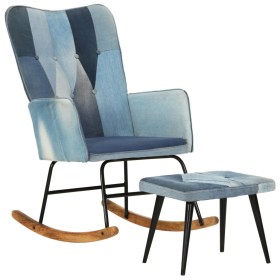 Denim blue patchwork canvas rocking chair with footrest by vidaXL, Rocking chairs - Ref: Foro24-339704, Price: 138,99 €, Disc...