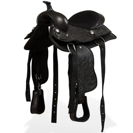 Western saddle, bridle and real leather breastplate 13" black by vidaXL, Frames - Ref: Foro24-91356, Price: 147,99 €, Discoun...