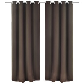 2 cortinas marrones oscuras con anillas blackout 135x245cm de vidaXL, Cortinas y visillos - Ref: Foro24-130371, Precio: 49,99...