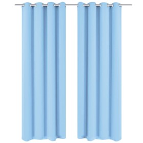 Blackout curtains 2 pieces with metal eyelets 135x245cm turquoise by vidaXL, Curtains and curtains - Ref: Foro24-132208, Pric...