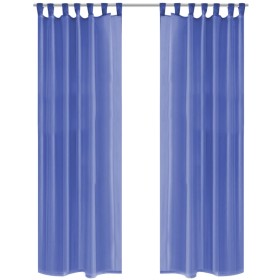 Cortinas de gasa 2 unidades 140x225 cm azul real de vidaXL, Cortinas y visillos - Ref: Foro24-132246, Precio: 19,99 €, Descue...