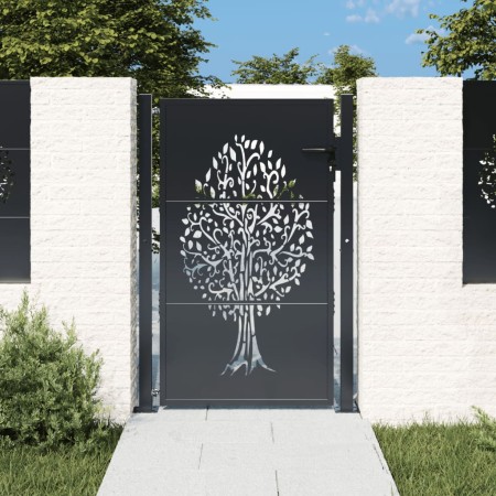 Puerta de jardín acero gris antracita diseño árbol 105x155 cm de vidaXL, Puertas de jardín - Ref: Foro24-153157, Precio: 236,...