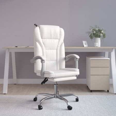 Silla de oficina reclinable cuero sintético blanco de vidaXL, Sillas de oficina - Ref: Foro24-349702, Precio: 136,99 €, Descu...