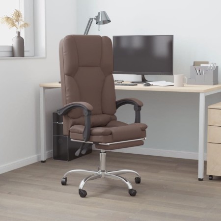 Silla de oficina reclinable masaje cuero sintético marrón de vidaXL, Sillas de oficina - Ref: Foro24-349678, Precio: 129,08 €...