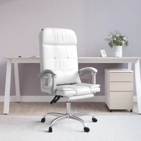 Silla de oficina reclinable masaje cuero sintético blanco de vidaXL, Sillas de oficina - Ref: Foro24-349712, Precio: 136,35 €...