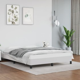 Estructura de cama de cuero sintético blanco 140x190 cm de vidaXL, Camas y somieres - Ref: Foro24-346899, Precio: 96,99 €, De...