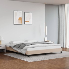 Estructura de cama de cuero sintético capuchino 160x200 cm de vidaXL, Camas y somieres - Ref: Foro24-346915, Precio: 122,99 €...