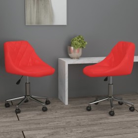 Swivel dining chairs 2 units red synthetic leather by vidaXL, dining chairs - Ref: Foro24-335453, Price: 96,99 €, Discount: %