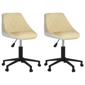 Swivel dining chairs 2 pcs cream and white synthetic leather by vidaXL, dining chairs - Ref: Foro24-335475, Price: 96,99 €, D...