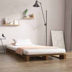 Cama de palets madera maciza de pino marrón miel 90x200 cm de vidaXL, Camas y somieres - Ref: Foro24-821380, Precio: 112,99 €...