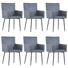 Sillas de comedor 6 unidades piel de ante artificial gris de vidaXL, Sillas de comedor - Ref: Foro24-3051098, Precio: 434,99 ...