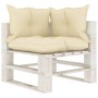 3-seater wooden garden pallet sofa with cream cushions by vidaXL, Outdoor sofas - Ref: Foro24-3052449, Price: 305,99 €, Disco...