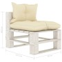 3-seater wooden garden pallet sofa with cream cushions by vidaXL, Outdoor sofas - Ref: Foro24-3052449, Price: 305,99 €, Disco...