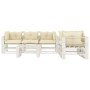 Garden pallet furniture set 6 pieces wood with cream cushions by vidaXL, Garden sets - Ref: Foro24-3052465, Price: 625,99 €, ...