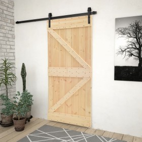 Puerta corredera con herrajes madera maciza de pino 80x210 cm de vidaXL, Puertas - Ref: Foro24-3057491, Precio: 186,95 €, Des...