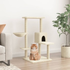 Rascador para gatos con postes de sisal color crema 95 cm de vidaXL, Mobiliario para gatos - Ref: Foro24-172073, Precio: 39,2...