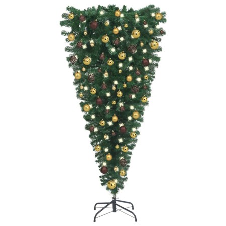 Umgedrehter künstlicher Weihnachtsbaum mit LEDs und Kugeln 210 cm von vidaXL, Weihnachtsbäume - Ref: Foro24-3078017, Preis: 1...