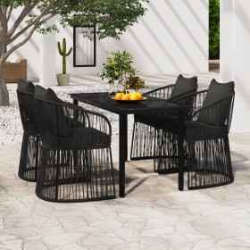 Juego de comedor de jardín 5 piezas con cojines negro de vidaXL, Conjuntos de jardín - Ref: Foro24-3099187, Precio: 723,99 €,...