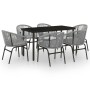 Juego de comedor de jardín 7 piezas ratán sintético gris de vidaXL, Conjuntos de jardín - Ref: Foro24-3099236, Precio: 670,42...