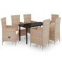 Juego de comedor de jardín 7 piezas con cojines beige de vidaXL, Conjuntos de jardín - Ref: Foro24-3099440, Precio: 719,71 €,...