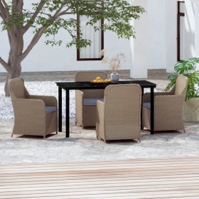 Juego de comedor de jardín 5 piezas con cojines marrón de vidaXL, Conjuntos de jardín - Ref: Foro24-3099537, Precio: 601,99 €...