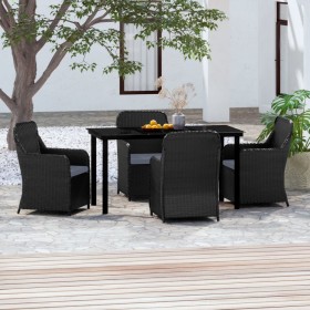 5-teiliges Garten-Esszimmer-Set mit schwarzen Kissen von vidaXL, Gartensets - Ref: Foro24-3099531, Preis: 554,99 €, Rabatt: %