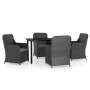 Juego de comedor de jardín 5 piezas con cojines negro de vidaXL, Conjuntos de jardín - Ref: Foro24-3099531, Precio: 662,10 €,...