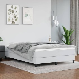 Estructura de cama de cuero sintético blanco 140x190 cm de vidaXL, Camas y somieres - Ref: Foro24-3120695, Precio: 96,04 €, D...