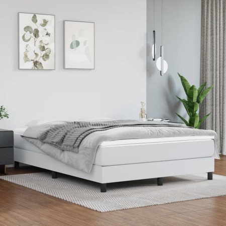 Estructura de cama de cuero sintético blanco 140x190 cm de vidaXL, Camas y somieres - Ref: Foro24-3120695, Precio: 96,70 €, D...