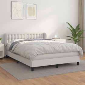 Box spring bed with white synthetic leather mattress 140x190 cm by vidaXL, Beds and slatted bases - Ref: Foro24-3127308, Pric...