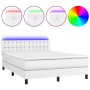 Cama box spring colchón y LED cuero sintético blanco 140x190 cm de vidaXL, Camas y somieres - Ref: Foro24-3134220, Precio: 47...