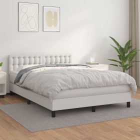 Cama box spring con colchón cuero sintético blanco 140x190 cm de vidaXL, Camas y somieres - Ref: Foro24-3141120, Precio: 463,...