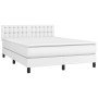 Box spring bed with white synthetic leather mattress 140x190 cm by vidaXL, Beds and slatted bases - Ref: Foro24-3141120, Pric...