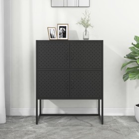 Black steel sideboard 80x35x100 cm by vidaXL, Lockers and storage cabinets - Ref: Foro24-335880, Price: 175,99 €, Discount: %