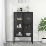 Steel and black tempered glass sideboard 80x35x135 cm by vidaXL, Lockers and storage cabinets - Ref: Foro24-335883, Price: 26...