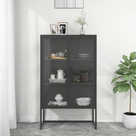 Steel and tempered anthracite glass sideboard 80x35x135 cm by vidaXL, Lockers and storage cabinets - Ref: Foro24-335885, Pric...