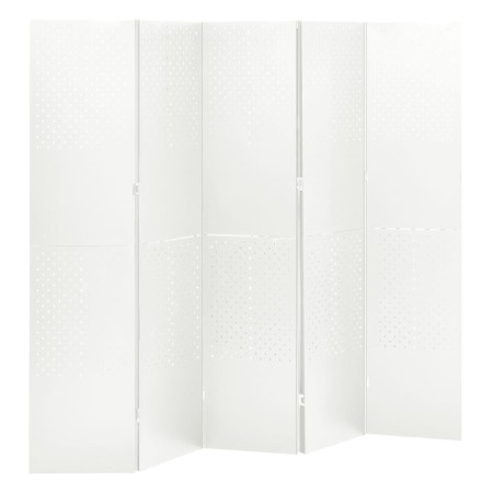 5-panel white steel room divider screen 200x180 cm by vidaXL, Room dividers - Ref: Foro24-335902, Price: 206,49 €, Discount: %