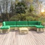 6-teilige Palettenmöbel und Kissen aus grün imprägniertem Kiefernholz von vidaXL, Gartensets - Ref: Foro24-3066906, Preis: 55...