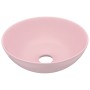 Matte pink ceramic round bathroom sink