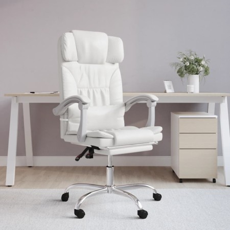 Silla de oficina reclinable cuero sintético blanco de vidaXL, Sillas de oficina - Ref: Foro24-349738, Precio: 137,92 €, Descu...