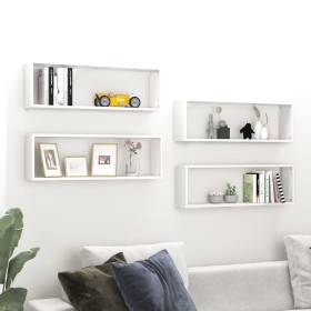 Wall shelf 4 pcs glossy white plywood 80x15x26.5cm by vidaXL, Shelves and shelves - Ref: Foro24-807125, Price: 59,88 €, Disco...