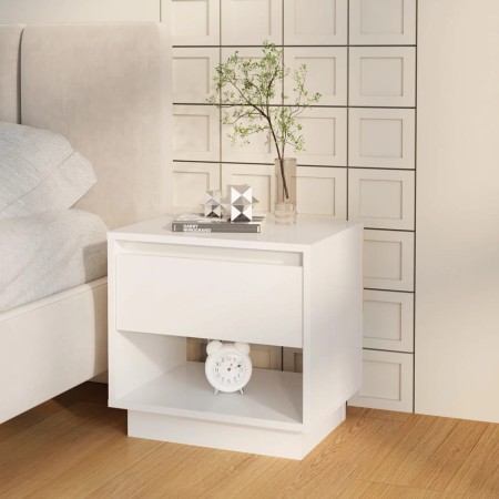 Mesita de noche madera contrachapada blanco brillo 45x34x44 cm de vidaXL, Mesitas de noche - Ref: Foro24-809524, Precio: 40,9...